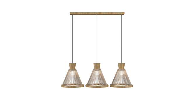 Accord Lighting - 1538.09 - Three Light Pendant - Corda - Louro Freijo
