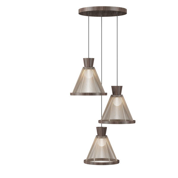 Accord Lighting - 1541.18 - Three Light Pendant - Corda - American Walnut