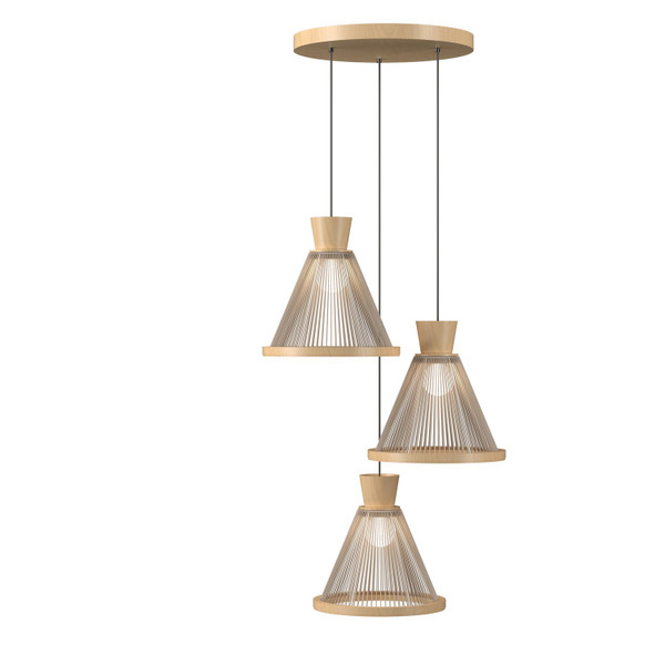 Accord Lighting - 1541.34 - Three Light Pendant - Corda - Maple