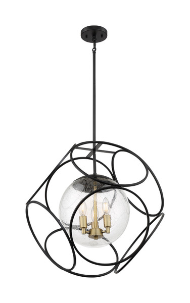 Nuvo Lighting - 60-6947 - Three Light Pendant - Aurora - Black / Vintage Brass