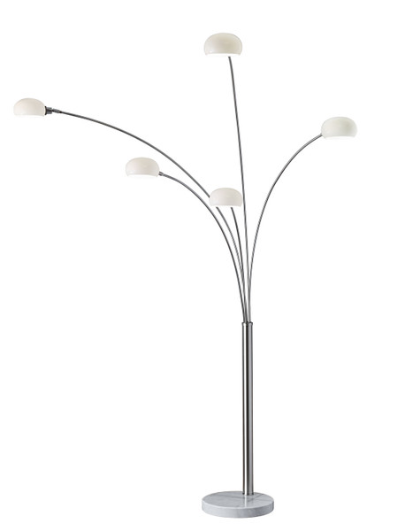 Adesso Home - 3346-22 - Five Light Floor Lamp - Luna - Brushed Steel