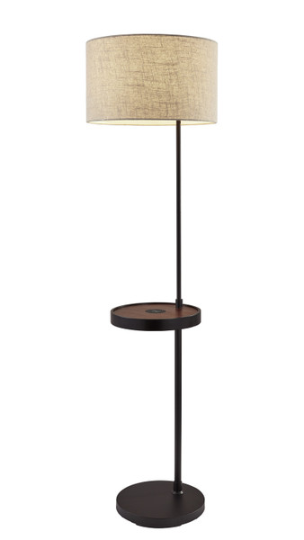 Adesso Home - 3691-01 - Floor Lamp - Oliver - Matte Black/Walnut Wood