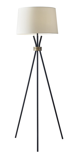 Adesso Home - 3835-01 - Floor Lamp - Benson - Black W. Antique Brass