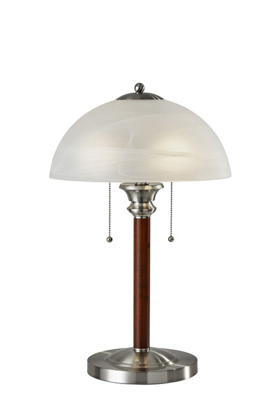 Adesso Home - 4050-15 - Two Light Table Lamp - Lexington - Walnut Rubber Wood W. Brushed Steel