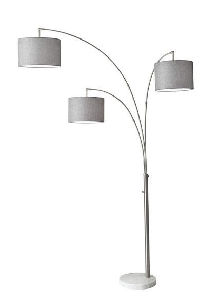 Adesso Home - 4250-22 - Three Light Floor Lamp - Bowery - Brushed Steel