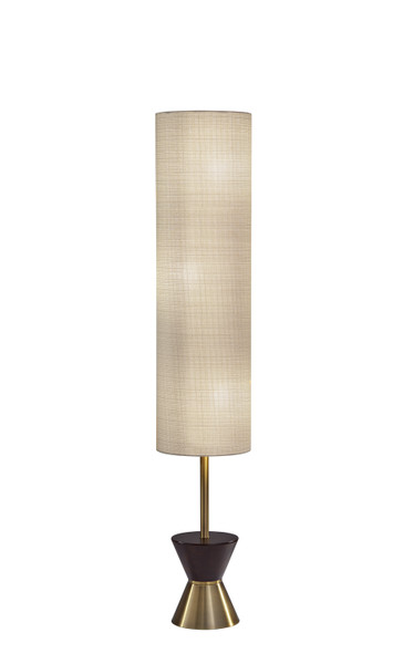 Adesso Home - 4269-21 - Three Light Floor Lamp - Carmen - Antique Brass/Walnut Rubberwood
