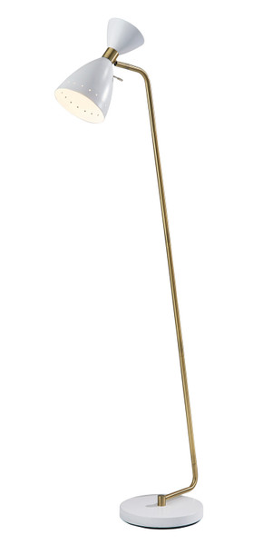 Adesso Home - 4283-02 - Floor Lamp - Oscar - White W. Antique Brass