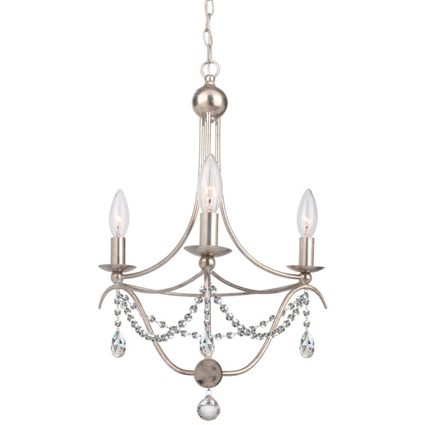 Crystorama - 413-SA-CL-MWP - Three Light Mini Chandelier - Metro - Antique Silver