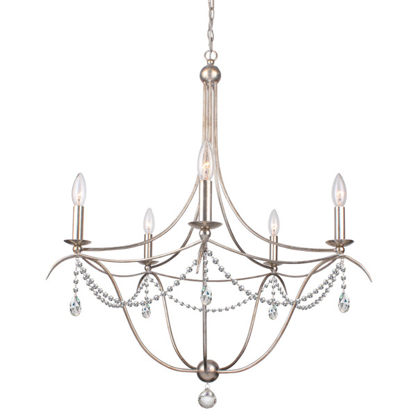 Crystorama - 415-SA-CL-MWP - Five Light Chandelier - Metro - Antique Silver