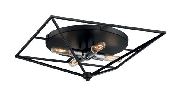 Nuvo Lighting - 60-7007 - Four Light Flushmount - Legend - Black / Polished Nickel