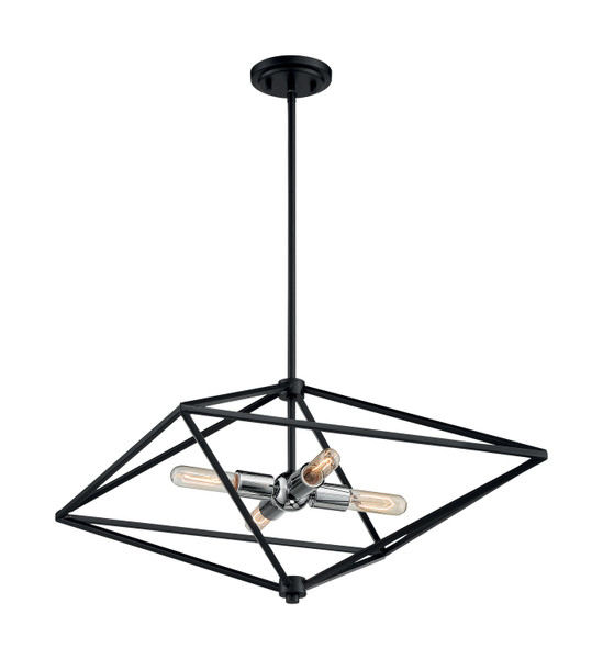Nuvo Lighting - 60-7009 - Four Light Pendant - Legend - Black / Polished Nickel