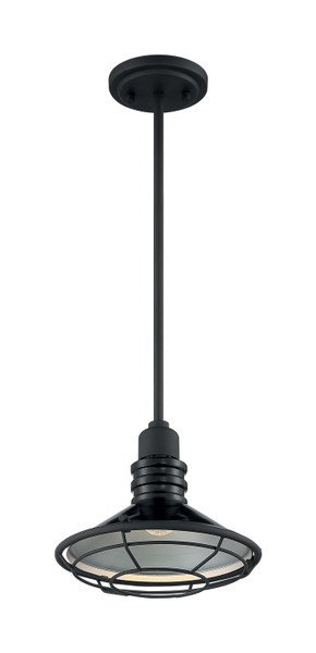 Nuvo Lighting - 60-7033 - One Light Pendant - Blue Harbor - Gloss Black / Silver