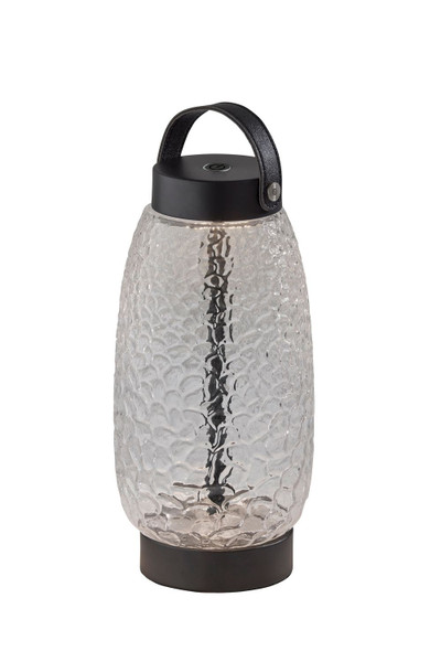 Adesso Home - 3345-01 - LED Table Lamp - Cassius - Clear Texture Glass Black Finsh Black Leather