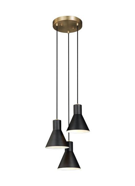 Generation Lighting - 5141303EN3-848 - Three Light Cluster Pendant - Towner - Satin Brass