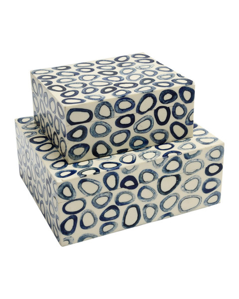 Currey and Company - 1200-1134 - Box Set of 2 - Ovoid - White / Blue