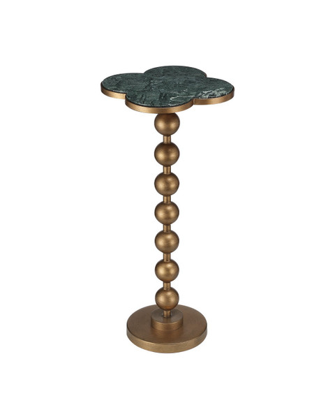 Currey and Company - 4000-0259 - Accent Table - Quatrefoil - Green / Brass