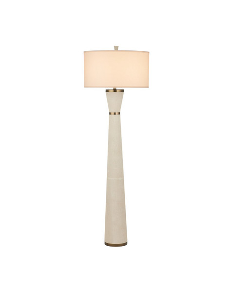 Currey and Company - 8000-0188 - One Light Floor Lamp - Galuchat - Ivory Faux Shagreen / Brass