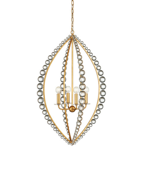 Currey and Company - 9000-1466 - Four Light Chandelier - Amadora - Clear / Antique Gold Leaf