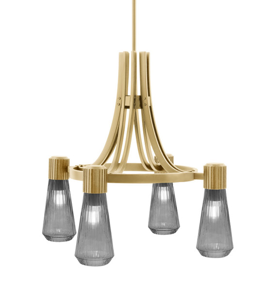 Toltec Lighting - 4814-NAB-882 - Four Light Chandelier - Everleigh - New Age Brass