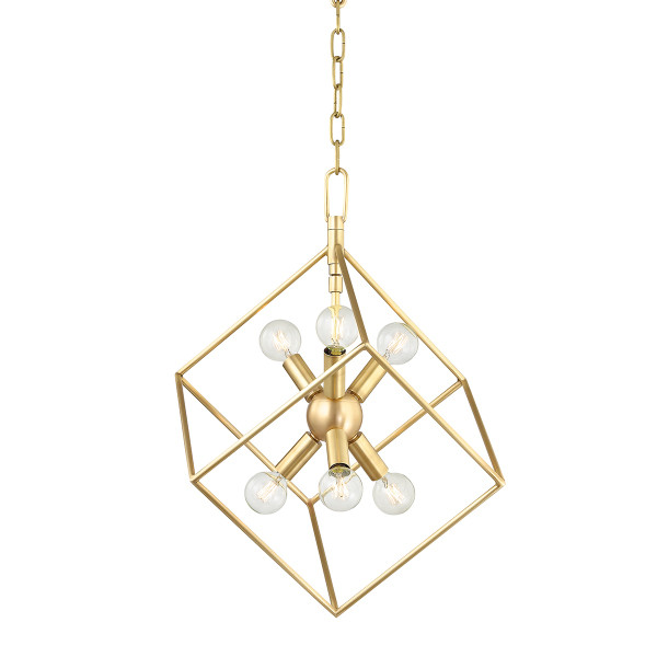 Hudson Valley - 1215-AGB - Six Light Pendant - Roundout - Aged Brass