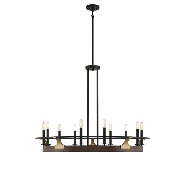 Savoy House - L1-2932-10-170 - Ten Light Chandelier - Icarus - Burnished Brass W/ Walnut
