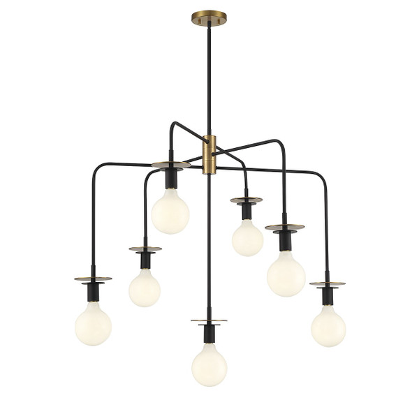 Savoy House - L1-6005-7-143 - Seven Light Chandelier - Godfrey - Matte Black w/ Warm Brass