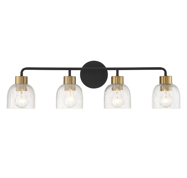 Savoy House - L8-5900-4-143 - Four Light Bathroom Vanity - Flagler - Matte Black w/ Warm Brass