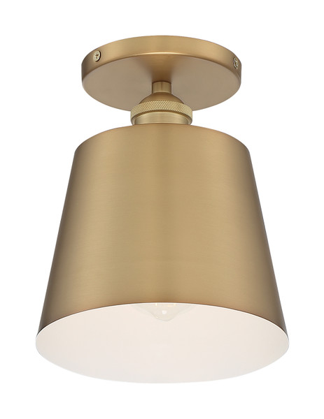 Nuvo Lighting - 60-7321 - One Light Semi Flush Mount - Motif - Brushed Brass / White Accents