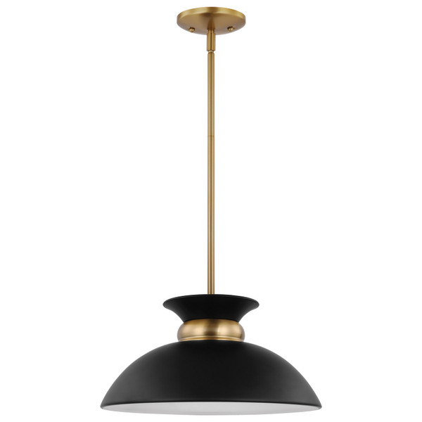 Nuvo Lighting - 60-7460 - One Light Pendant - Perkins - Matte Black / Burnished Brass