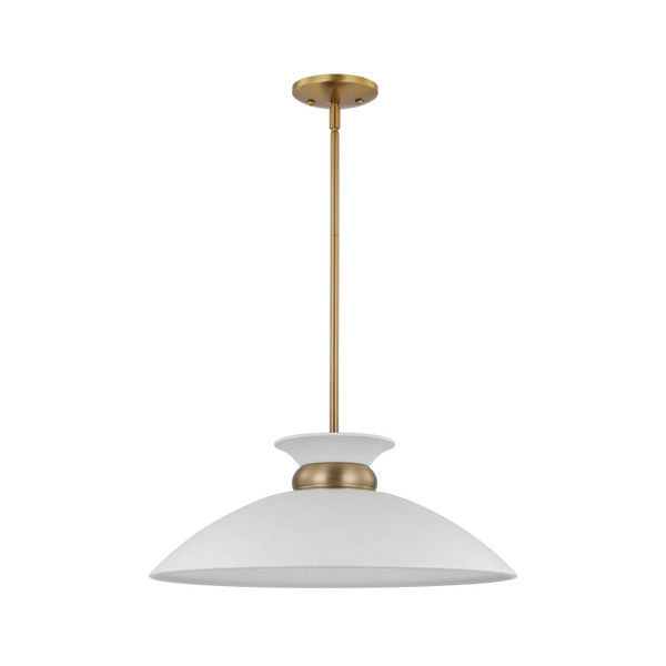 Nuvo Lighting - 60-7464 - One Light Pendant - Perkins - Matte White / Burnished Brass