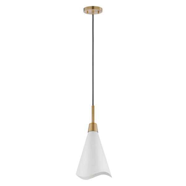 Nuvo Lighting - 60-7471 - One Light Pendant - Tango - Matte White / Burnished Brass
