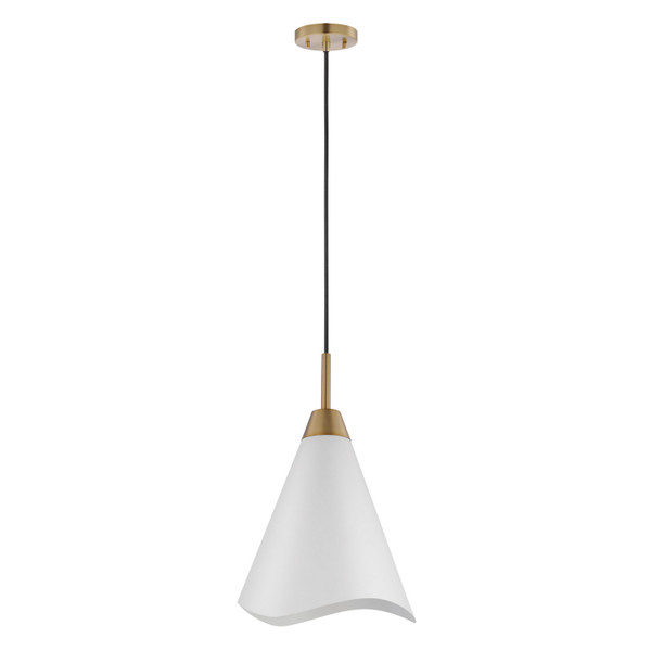 Nuvo Lighting - 60-7474 - One Light Pendant - Tango - Matte White / Burnished Brass