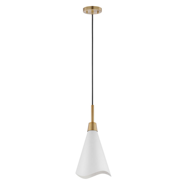 Nuvo Lighting - 60-7477 - One Light Pendant - Tango - Matte White / Burnished Brass
