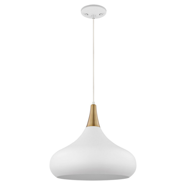 Nuvo Lighting - 60-7518 - One Light Pendant - Phoenix - Matte White / Burnished Brass