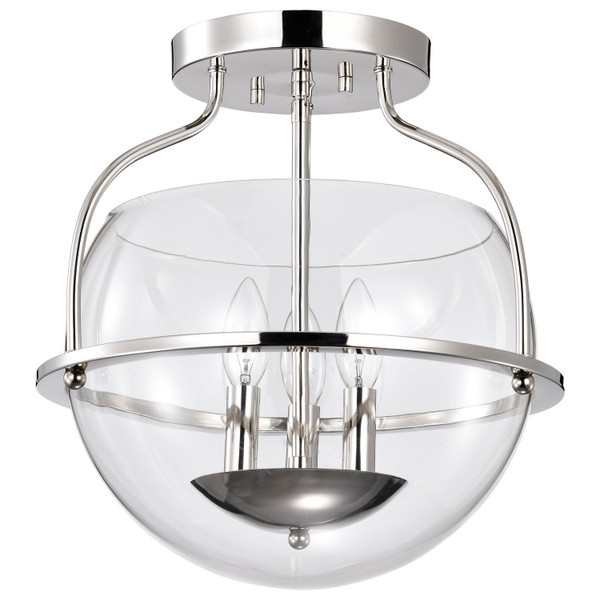 Nuvo Lighting - 60-7822 - Three Light Semi Flush Mount - Amado - Polished Nickel