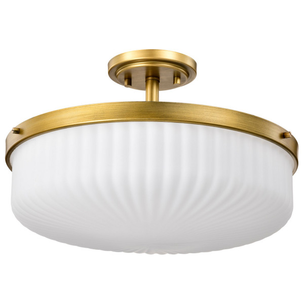 Nuvo Lighting - 60-8667 - Three Light Semi-Flush Mount - Solara - Natural Brass