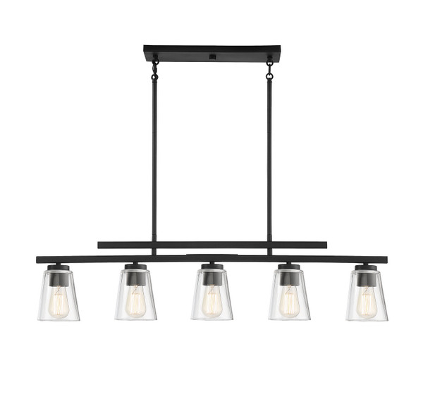 Savoy House - 1-1023-5-89 - Five Light Linear Chandelier - Calhoun - Matte Black
