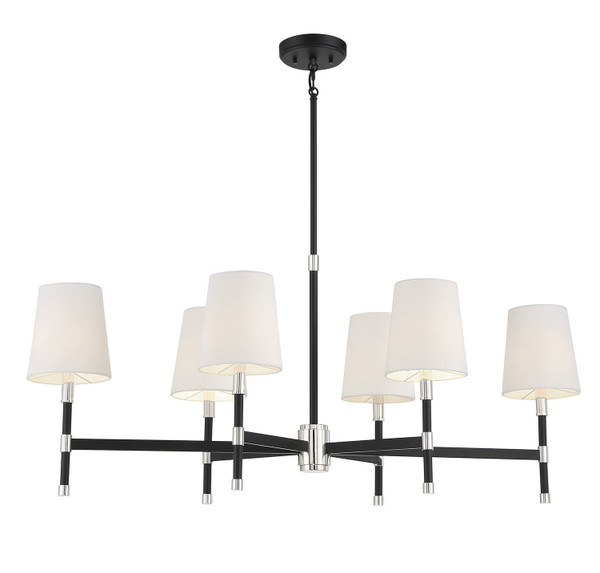 Savoy House - 1-1631-6-173 - Six Light Linear Chandelier - Brody - Matte Black w/Polished Nickel