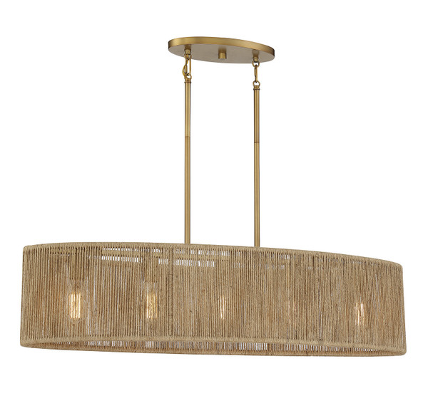 Savoy House - 1-1738-5-320 - Five Light Chandelier - Ashe - Warm Brass/Rope