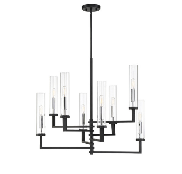 Savoy House - 1-2139-8-67 - Eight Light Chandelier - Folsom - Matte Black w/Polished Chrome Accents