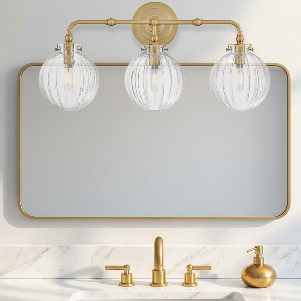 Three-light bathroom vanity fixture
