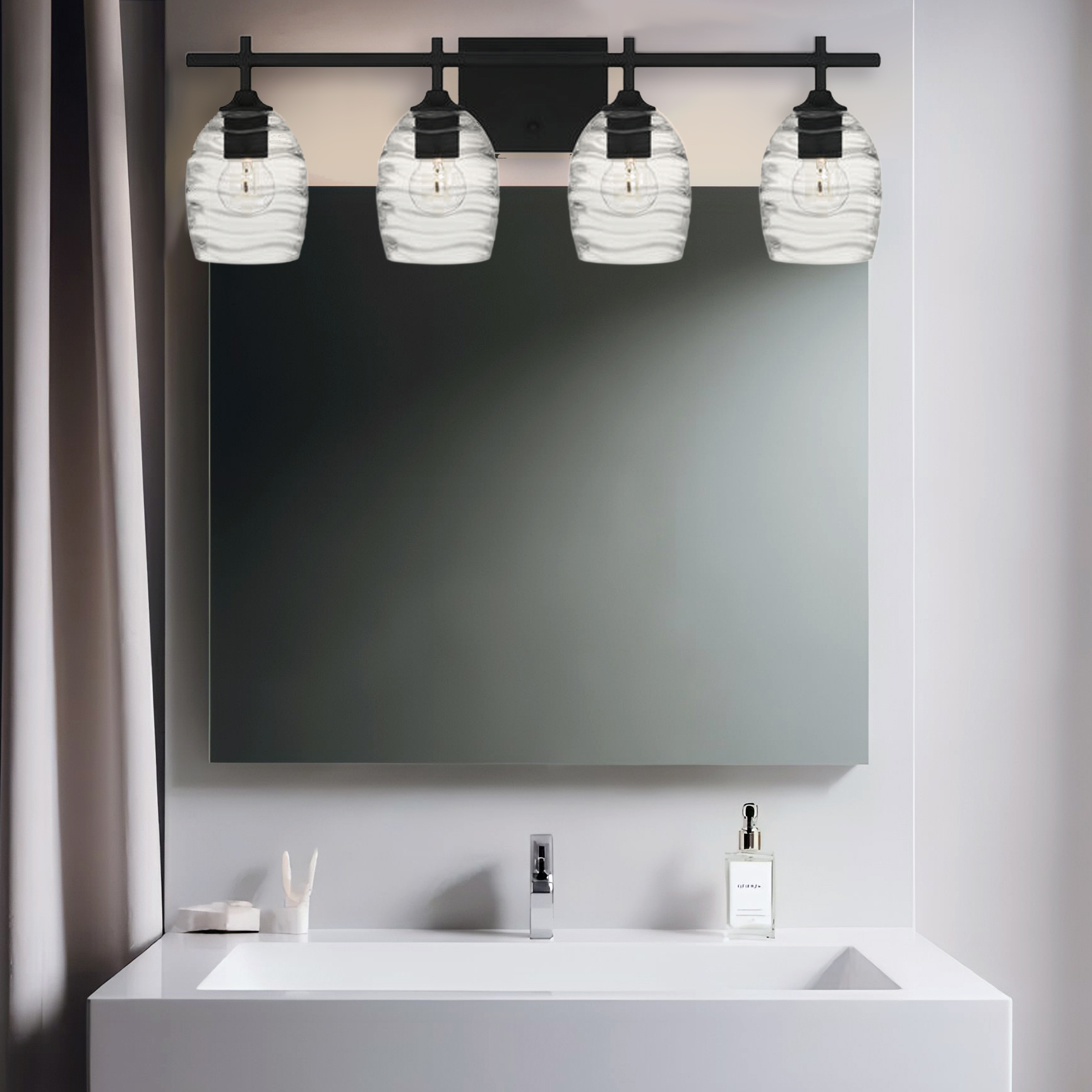 Four-light bathroom vanity fixture