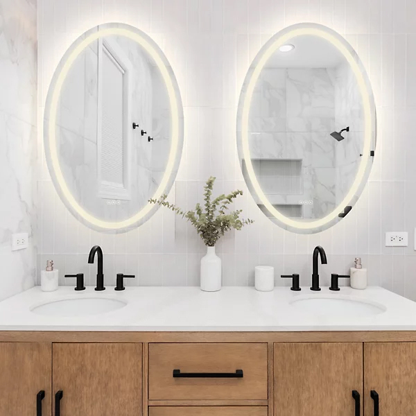 LED lighted bathroom mirror