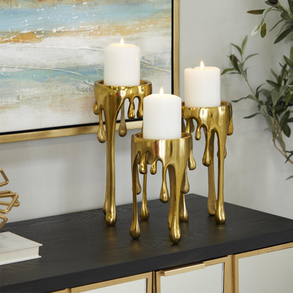 Candles styled on accent table