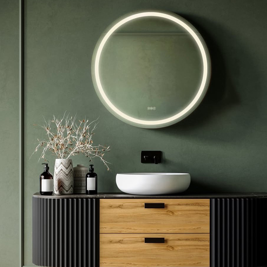 Electric lighted mirror with LED border