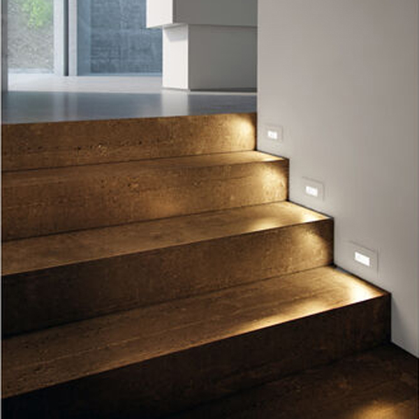 step lights illuminating stairs