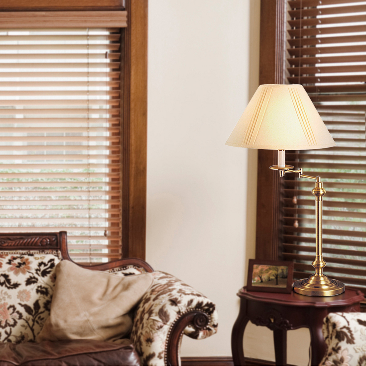 Table lamp on side table