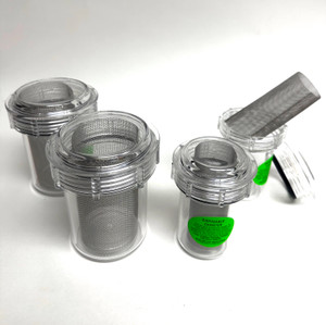 Dental Evacuation Suction Trap – Disposable Clear Plastic Airtight Canisters with Lid, Gasket, Stainless Steel Fine Mesh Screen Filter