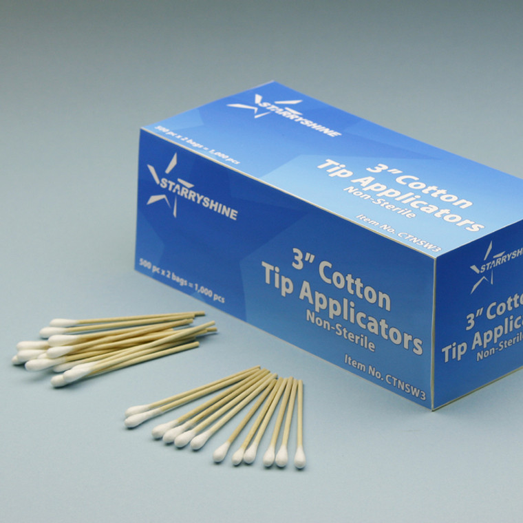 Cotton Tipped Applicator - 3" or 6" Wood Shaft (box of 1,000)
