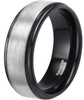(8mm)  Unisex or Men's Tungsten Carbide Wedding ring band. Gray and Black Plated Stepped Edge Ring. Comfort Fit with Brushed Top.